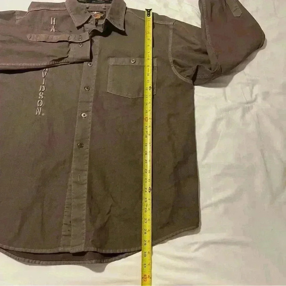 Mens HD LS button up shirt heavy denim type material brown 100% cotton Sz L - Picture 4 of 9